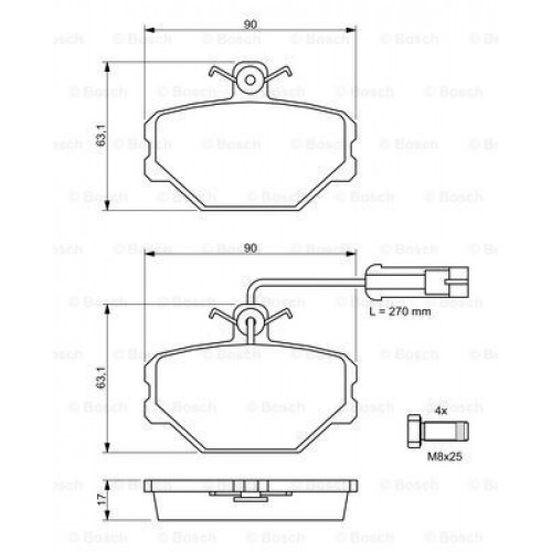 Bosch Brake Pad (Front) 0986491050