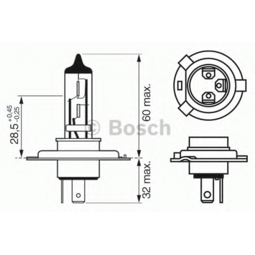 Bulb PLUS 50 12V H4 60/55W P43T Bosch 1987302049